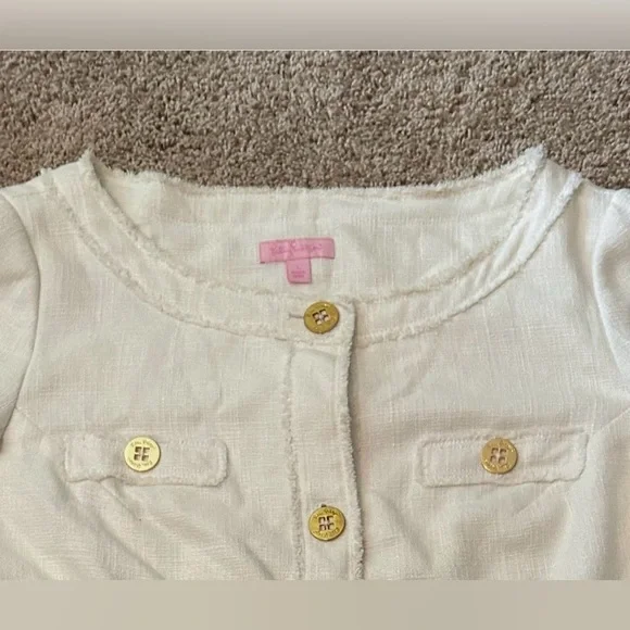 Lilly Pulitzer Cream Millie Linen Blend Jacket with Gold Buttons, Size Large - Picture 5 of 15